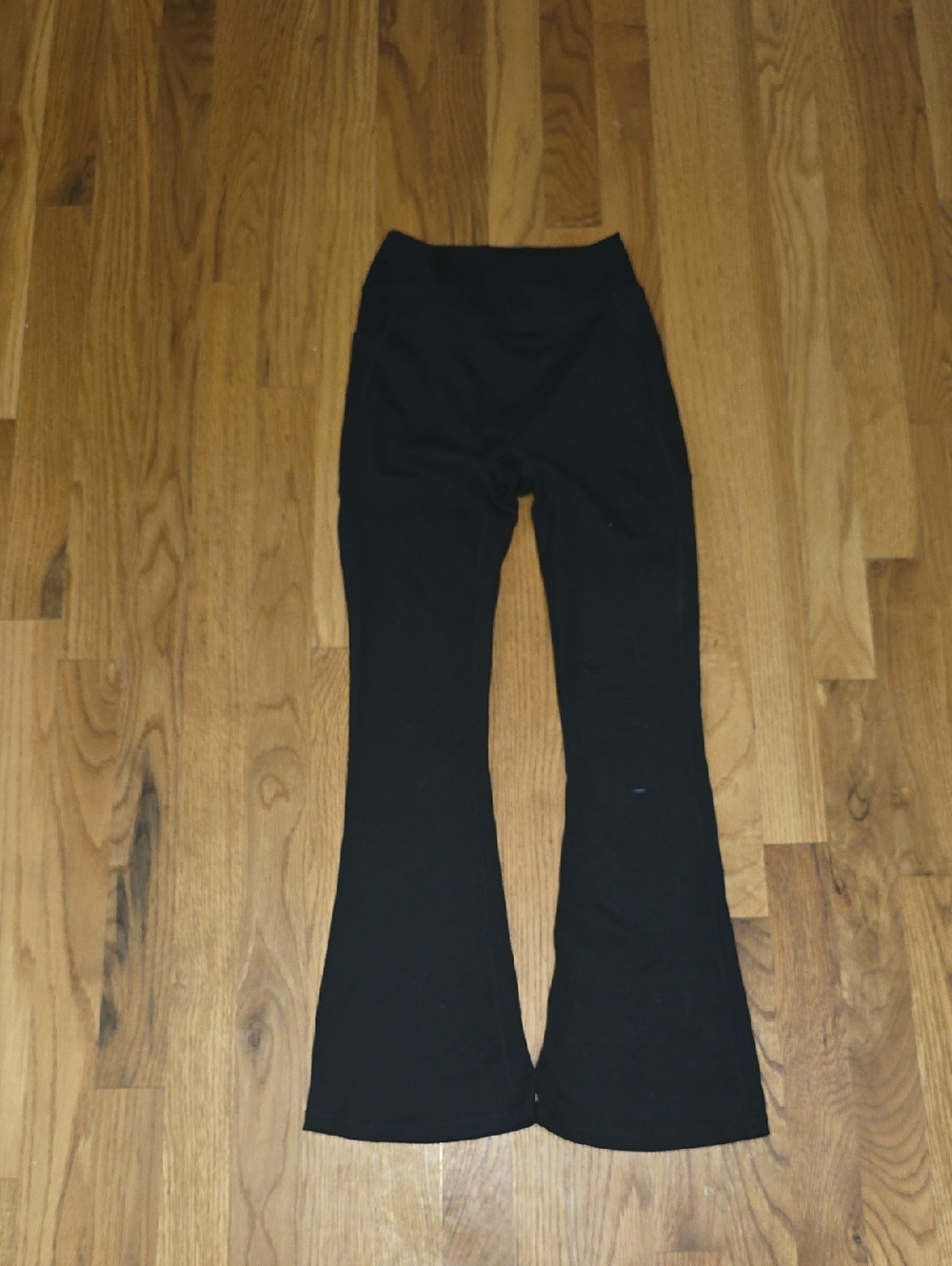 Black Flared Yoga Pants, Cross Front Detail